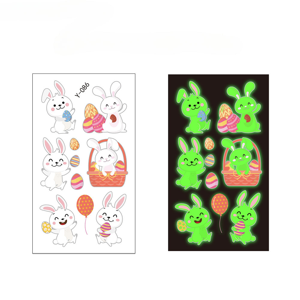 Wholesale Easter Night Glow Cute Rabbit Egg Waterproof Shining Tattoo Stickers